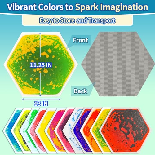 Liquid Sensory Floor Tiles for Kids Toddlers - 12 Pack Hexagon Puzzle Lava Mats for Kids Sensory Development & Creative Play, Autism Toys for Home, Daycare, Classroom Playrooms - style: Hexagon Tiles (12-Pack)