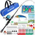 PLUSINNO Kids Fishing Pole with Spincast Reel Telescopic Fishing Rod Combo Full Kits for Boys, Girls, and Adults - color: Black, size: 5FT / 1.5M