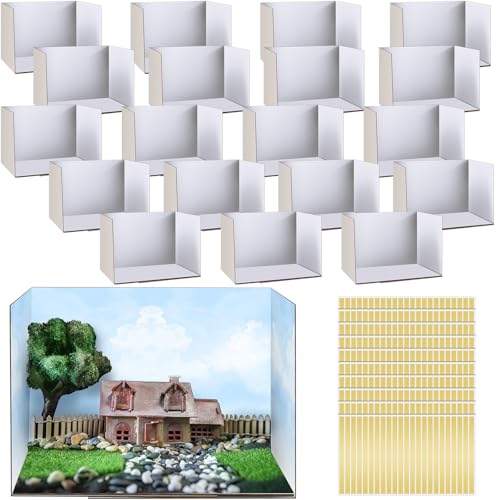 Sherr 10 Pcs Diorama Kit Box Cardboard Diorama Project with Double Sided Tapes for Display DIY Dollhouse Gift for Birthdays Holiday, White, 11.8 x 8.7 x 8.3 Inch