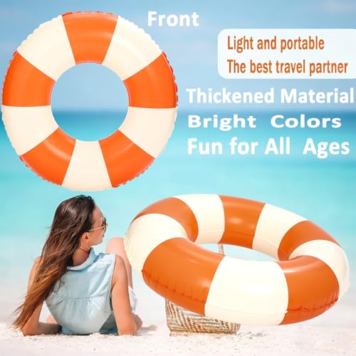 2 PCS Inflatable Pool Floats for Swimming Pool Party Lake Beach Adults - Floaties Pool Tubes Swim Rings Tubes Floaties for Beach Pool Party Decorations - color: Orange, size: 29"