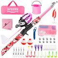 Kids Fishing Pole, Portable Telescopic Kids Fishing Poles for Boys and Girls, Fishing Rod and Reel Combo Kit with Tackle Box, and Fishing Net, Best Fishing Pole for Toddler Youth - color: PINK