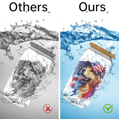 4 PCS Fourth of July Animals UV DTF Cup Wrap, Rub on Transfer Stickers for 16oz Glass Mugs, High Viscosity Permanent UV DTF Sticker, Coffee Cups, Water Bottles and Personalized Crafts - style: American Watercolor