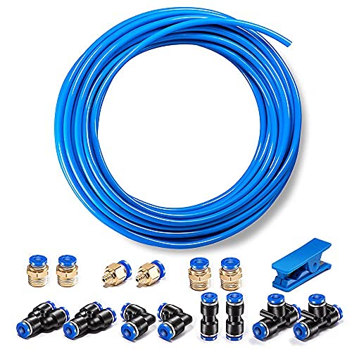 Pneumatic Tubing Blue PU Air hose Pipe Tube Kit 6mm OD 4mm ID 39.4ft/12 Meter for Air Line or Fluid Transfer - color: Blue, size: 6mm OD / 4mm ID × 12m