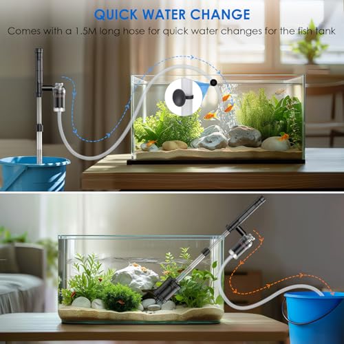 36W Fish Tank Vacuum Gravel Wash Water Circulation and Water Shower, Timed Off