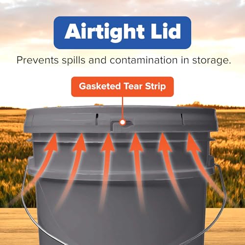 ePackageSupply 5 Gallon Plastic Bucket with Airtight Lid | Food Grade Bucket | BPA-Free | Heavy Duty 90 Mil All Purpose Pail | One 12" Rubber Mallet & One Lid Opener Included | 3 Pack - color: Gray, size: 3 Packs