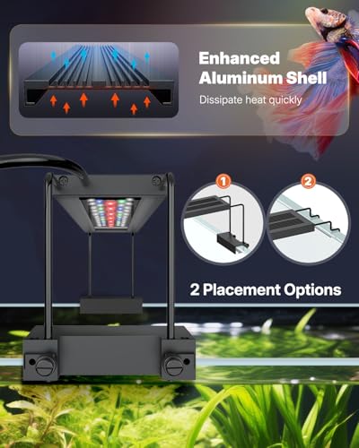 Pawfly Aquarium Light for Plants, 14 W Bluetooth Fish Tank Light, Full Spectrum Aquarium Lights for 12"-18" Fish Tanks, Extendable 24/7 LED Lights with Timer Modes & Adjustable Brightness - size: 12"-18"