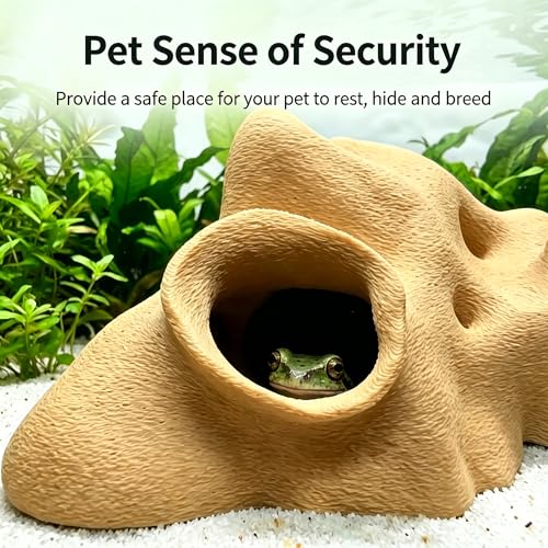 Aquarium & Terrarium Corner Cave Faux Mangrove Root Hideout for Fish, Shrimp, Geckos, Snakes, Natural-Look Reptile Tank Decor in Textured Root Style, Desert Tan, PLA Material, 7.5''x7.5''x4''