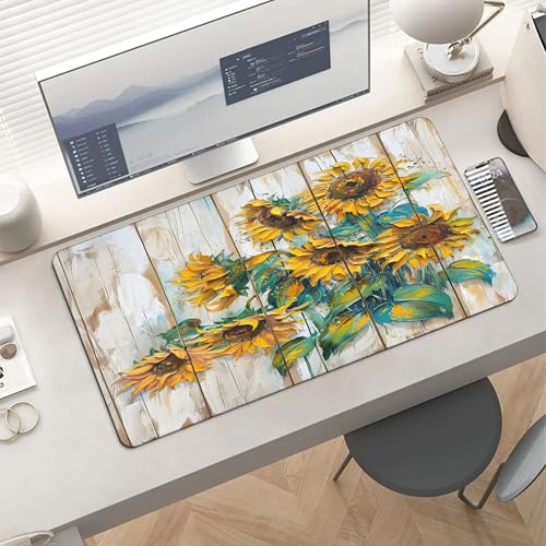 XXL Gaming Mouse Pad Sunflower Wood Flower XXL Gaming Mouse Pad Large Desk Mat Protector for Desktop, Anti-Slip Rubber Extended Computer Keyboard Mat Writing Pad for Work Office, 15.7*35.4 In,B-1483 - color: B-1483, size: 15.7*35.4 In