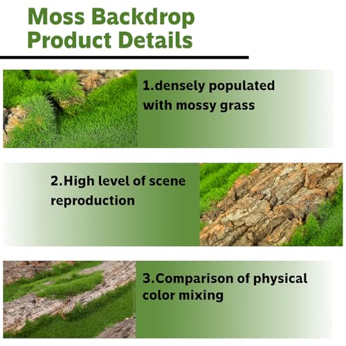 15.75x11.81in Reptile Terrarium Cork Background,Bearded Dragon Tank Bark Backdrop Wall Decor with Artificial Moss for Gecko Lizard Tortoise Frog Chameleon(4Pcs) - color: Green-15.7"*11.8"（4pcs）