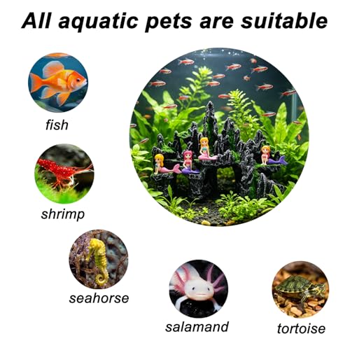 Large Fish Tank Decoration Mountain View Aquarium décor Thematic Ornaments Betta Fish Hiding cave House Mermaid Decorative Accessories