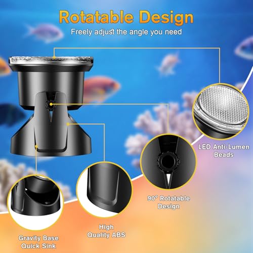 POPOSOAP LED Underwater Pond Lights 6-Head, IP68 Waterproof Pond Lights with Timer, 90° Rotatable Design & Gravity Base Fountain Lights for Pond Fountain Waterfall Aquarium Pool -P66HZ - size: 6 Warm White Lights- Corded Electric