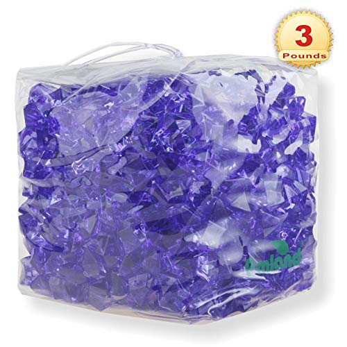 PMLAND Clear Fake Ice Rocks – 550 Pcs Large Purple Acrylic Gems Crushed Plastic Diamonds, 3 Lbs / 2.25 Quarts Bulk Vase Filler for Centerpieces Wedding Theme Décor Aquarium Table Scatter - color: Purple