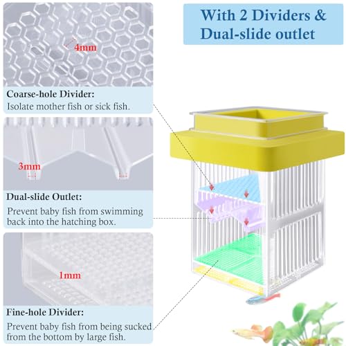 Floating Breeder Box for Fish Tank, Small Fish Tank with Hatchery Incubator and Divider Isolation Box, Fish Tank Separator for Guppy, Betta, Clownfish, Coral, Baby & Injured Fish