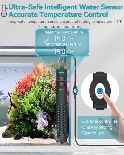 AHJ Aquarium Heater for 40-55-75 Gallon, 300W Submersible Fish Tank Water Heater with Accurate Temperature Control, Over-Temp Protect, Auto Shut-Off, Quick Heat up for Saltwater & Freshwater - size: 300W(40-55-75 Gallon)