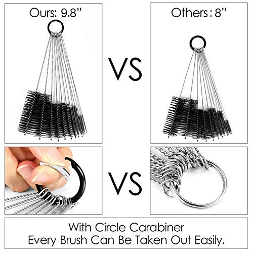 MOSOLAN Black Nylon Cleaning Brush Set, 12-Piece, Suitable for Bottle, Teapot, Airbrushes, Espresso Machines, Protective Design, Dishwasher Safe