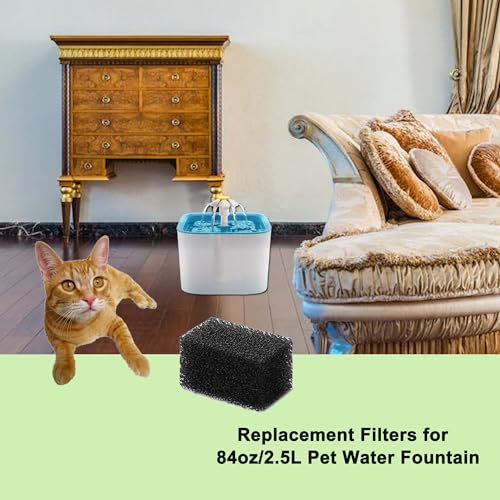 Pet Replacement Sponge Filters Replacement Pre Filter Sponges for 84oz/ 2.5L Pet Water Fountain Cat Water Foam Filter Dog Drinking Water Sponge Foam Filters for Pet Dog Cat Fountain (8)