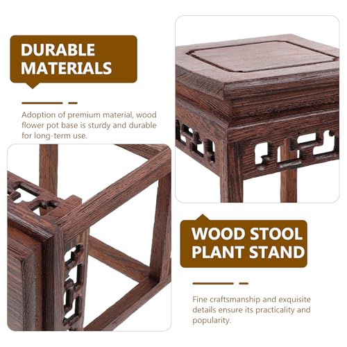 HOMSFOU Chicken Wenge Wooden Flower Stand Small Indoor Plant Holder Vase Display Rack Chinese Style Decorative Base 5.51X3.54X3.54 Inches - size: 14X9CM