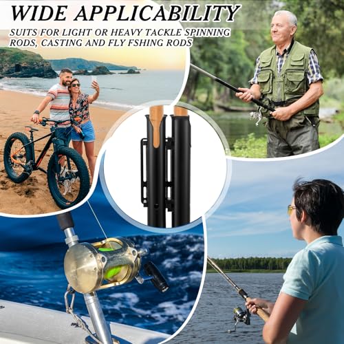 Seenelling Bicycle Fishing Rod Holder, 2 Tube Rod Rack, Black ABS Plastic, Surface Mount, Holds 2 Rods, 2.4 Inch Diameter, 12 Inch Height