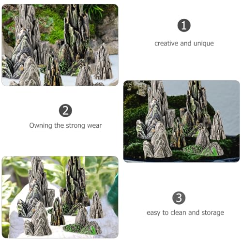 Kisangel 8Pcs Mini Resin Rockery Ornaments 1.49X0.62X0.62 Inch Aquarium Decor Fish Tank Miniature Landscape Accessories for Terrarium Bonsai Garden Micro Landscape
