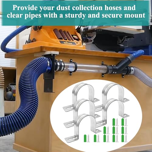 Dust Collection Hose and Pipe Holder Adjustable Hangers Bracket, Don’t Broken Like Plastic After Long Time, Durable Spray Iron, 5 PCS (Sliver, 2-1/2 Inch) - color: Sliver, size: 2-1/2 Inch