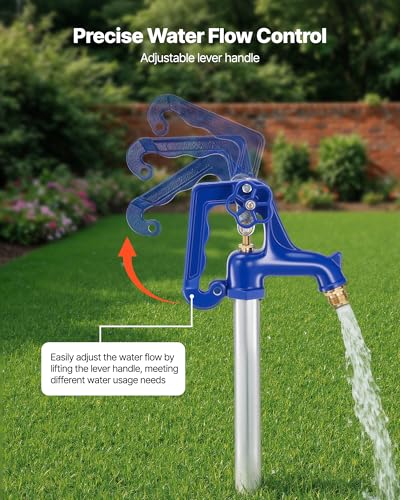 VEVOR Frost Proof Yard Hydrant, 5.24FT Freeze-Proof Outdoor Faucet with 36" Bury Depth, 3/4" NPT Pipe Connection, Lever Handle + Handwheel, No Lead Freezeless Hydrant for Yard Garden Farm Irrigation - style: Rustic