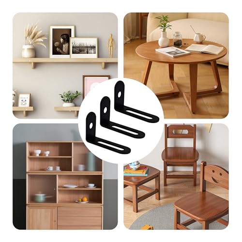 10Pcs 1.5"x1"x0.5"Adjustable Right Angle Brackets, Metal L Bracket Heavy Duty 90 Degree Corner Fastener L-Shape Corner Brace Support Black Shelf Bracket - size: 1.5"x1", style: BLACK/10PCS