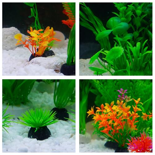 16-Piece Artificial Aquarium Plants Set – Vibrant, Realistic Fish Tank Decorations for Aquariums, Reptile Terrariums, and Aquatic Landscapes