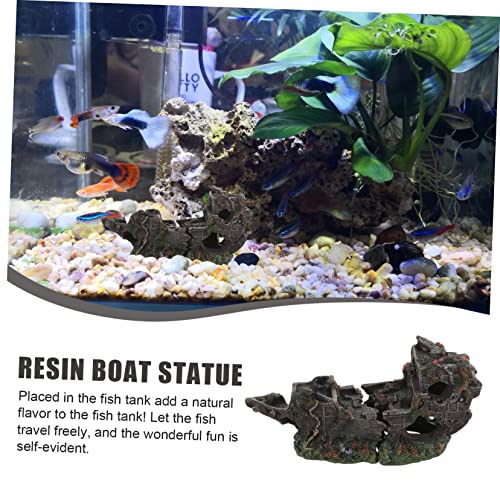 DOITOOL Creative Shipwreck Aquarium Ornament Underwater Fish Tank Decoration Vivid Resin Design for Hiding Place and Natural Habitat Enhancement