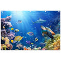 12x8ft Under The Sea Photography Backdrop Ocean Underwater World Background Aquarium Coral Baby Shower Decorations Birthday Party Photo Banner - size: 12'x8'