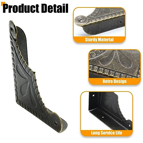30Pcs Antique Box Corner Protectors, Decorative Edge Safety Guard Cabinet Furniture Corner Protectors for Jewelry Box and Wooden Case(2.3"x2.3"x0.5") - size: 2.3"x2.3"x0.5"