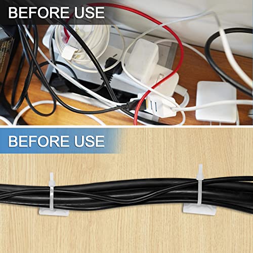 Zip Tie Mounts - SeuYeugX 100 PCS Cable Self Adhesive Mounts Set for Wire Management with Stick Pads Anchors Clips Squares Holders (White) - color: 100pack White
