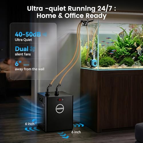 BAOSHISHAN 1/3 HP Aquarium Chiller 79 Gallons 300L Water Cooling System Set | Quiet Compressor Refrigeration for Indoor Hydroponics, Axolotls and Coral Reef Tanks, Precise Water Climate Control Solutions - size: 300L