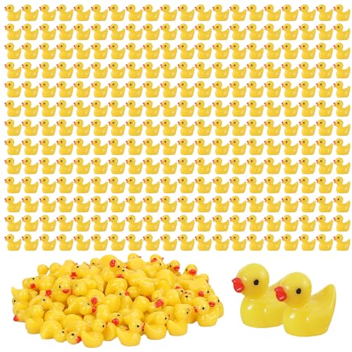 GADIEDIE 260Pcs Mini Resin Ducks,Miniature Figures Fairy Garden Duck,Tiny Resin Duck for Home Hide Prank Game Dollhouse Decor Aquarium Potted Miniature Landscape Ornament (260Pcs Yellow Duck(H)) - style: 260Pcs Yellow