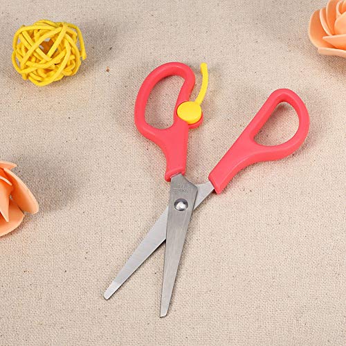 Food Shears Stainless Steel Baby Scissors Food Scissor with Plastic Cover for Toddlers, Preschool Training Kids Scissors(Red)