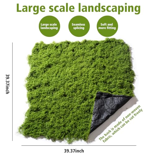 Artificial Moss mat, Green, 39.37 x 39.37 inches (Dark Green), Waterproof Indoor and Outdoor Decorative Moss mat, Fake Moss Wall Decorative Flower Decoration for Craftsmanship - color: Dark Green