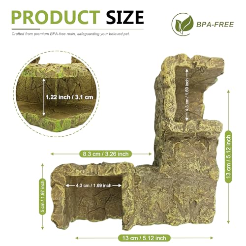 Aquarium Cave Fish Hideout for Betta & Shrimp, Rock-Texture Corner Tunnel for Fish Tank, Small Aquarium Hideout Decor for Betta, Corydoras, Loaches & Shrimp