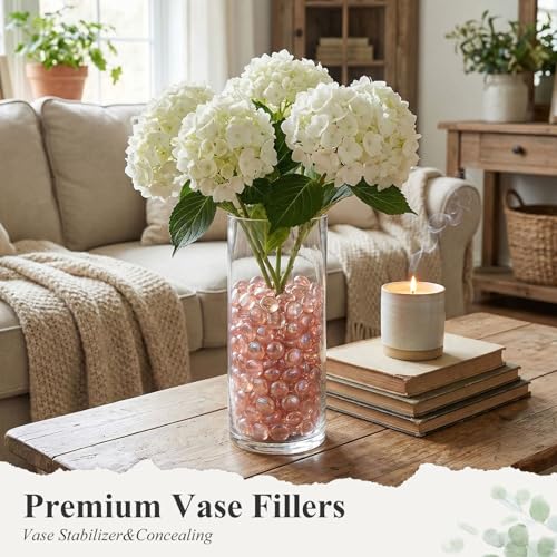 DomeStar 1LB Flat Glass Marbles, Champagne Decorative Marbles for Vases Aquarium Pebbles Fish Tank Rocks Vase Fillers DIY Crafts Table Scatter Decor - color: Light Pink