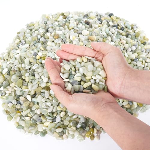 GreatBuddy 5-lb Decorative Rocks for Indoor Plants, 3/8" Jade Pebbles for Planters, Gravel for Succulent, Vases, Bamboo, Garden Landscaping, Crafts, Aquariums, Natural Polished - color: Jade-5lb, size: Medium-3/8 Inch