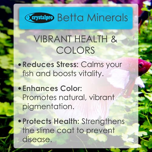 Crystalpro Betta Minerals - Creates Natural Beta Water Environment - Reduces Stress - Essential Minerals for Soft & RO Water - Fish Health Boost (4.2 Oz / 125ml)