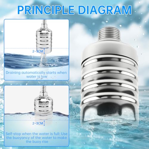 3 Pack Float Valve, 304 Stainless Steel Automatic Water Float Valve，1/2" and 3/4" Connection Auto Fill Shut Off Water Level Control Valve for Pool, Water Tank, Livestock Troughs