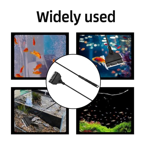Aquarium Algae Scraper, 25.59 inch Length, 6 Replaceable Blades, Black（65cm/25.59in