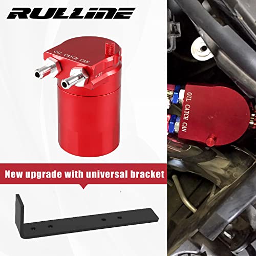 RULLINE Universal 350ml Reservoir Tank Oil Catch Can Tank 0046 Aluminum Polish Baffled Reservoir with Bracket Red - color: Red, size: Upgraded version with bracket