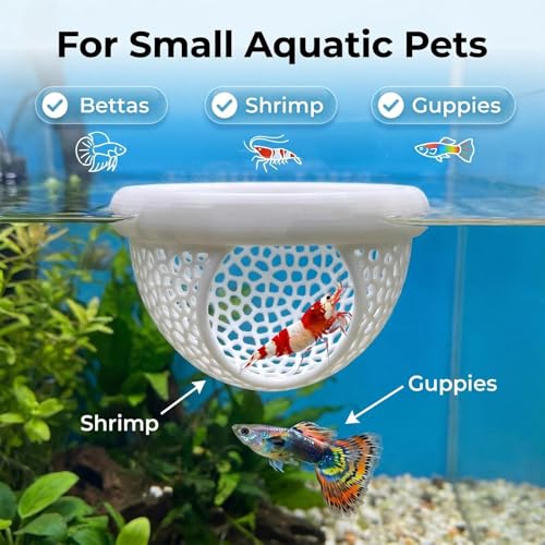 Betta Hammock, Floating Betta Hide & Shrimp Cave – 3-in-1 Aquarium Cave & Rest Spot for Small Fish, Shrimp – Safe Nano Tank Accessories with Feeding Station, Eco-Friendly PLA