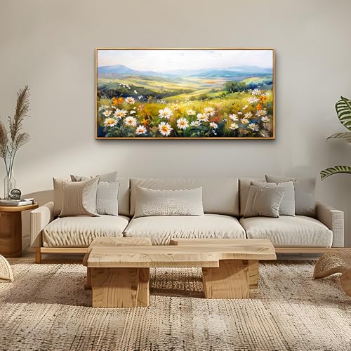 ZUITINGHUA Wood Framed Canvas Wall Art For Living Room Wall Decor For Bedroom Office Wall Decorations Pastoral Scenery Paintings Modern Flowers Pictures Artwork Room Aesthetic Home Decor 20x40 In - color: Pastoral Wood Framed 1, size: 40"L x 20"W