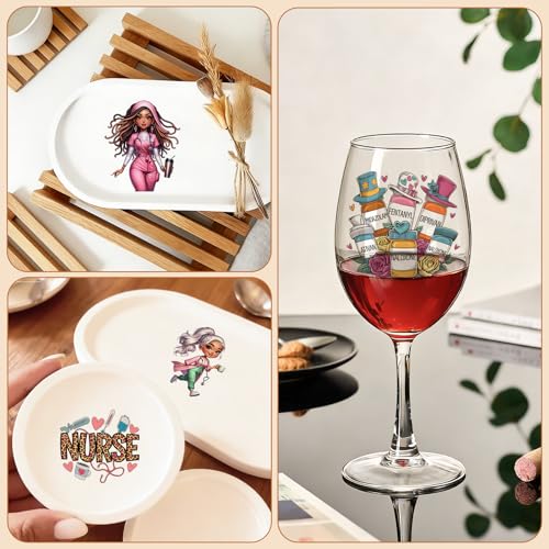 UV DTF Cup Wraps, 4 Sheets Nurse Quote Transfer Stickers for 16oz Glass, Rub On Decals for Tumblers and Candlestick - style: Nurse Quote