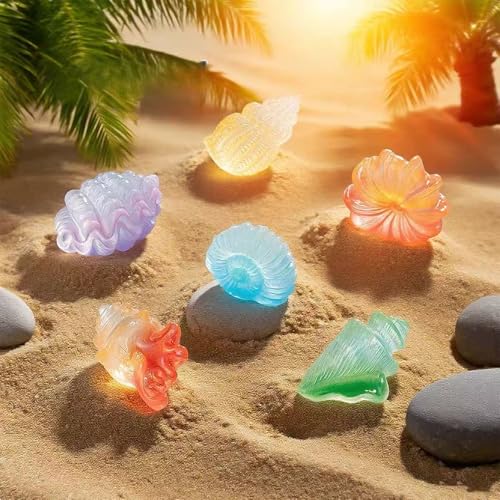 MIUPOO Glow Conch,Betta Stones,Glow in The Dark Crystal,Bonsai Decor,Chips Stone Small Decorative,Fish Tank Decor,6 Colors,12 Pieces. - color: Colorful
