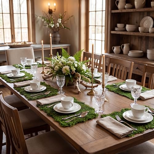 Zeyune 6 Pcs Artificial Moss Table Runner for Wonderland Tea Party Decoration Fake Moss Sheet Roll Waterproof for Enchanted Forest Fairy Decor Holiday Garden Wedding Birthday (17 x 11.8 Inch,Green) - color: Green, size: 17 x 11.8 Inch
