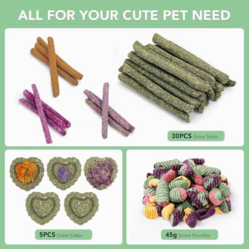 VESPRO Rabbit Toys for Bunnies Rabbit Chew Toys for Teeth Bunny for Rabbits Guinea Pig Chew Treats Toys,Timothy Hay Sticks for Chinchillas Hamsters Bunny Guinea Pig Rats and Animals Teeth Care - size: 0.11 Ounce (Pack of 23)