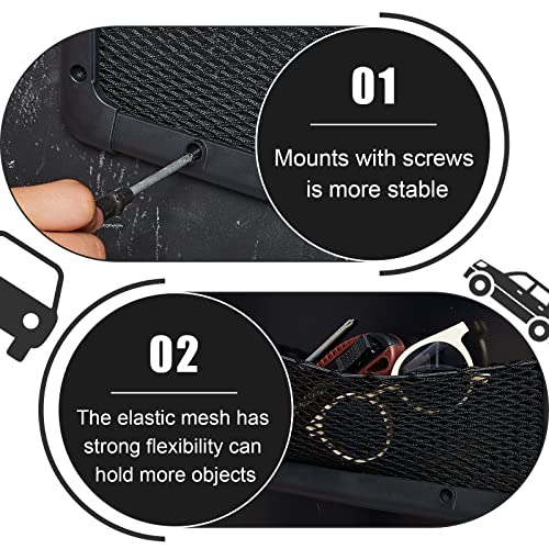 Frienda 2 Pcs ABS Plastic Frame Car Storage Net Bag Phone Car Mesh Net Holder RV Storage Boat Cargo Pocket Organizer Framed Mesh Pocket with Screws for Auto RV (13.8 x 5 Inch)