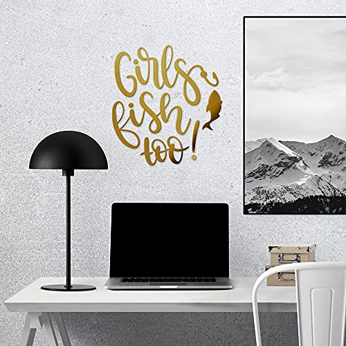 Decal Stickers of Girls Fish Too (Metallic Gold) (Set of 2) Luxury Weatherproof Vinyl Decal Stickers for Laptop Desktop Smartphone Car Dirt Bike Wall Room Mason Jar - BICVER1c33532GOW19Y24 - color: Metallic Gold, size: 4.8'' x 5.2''